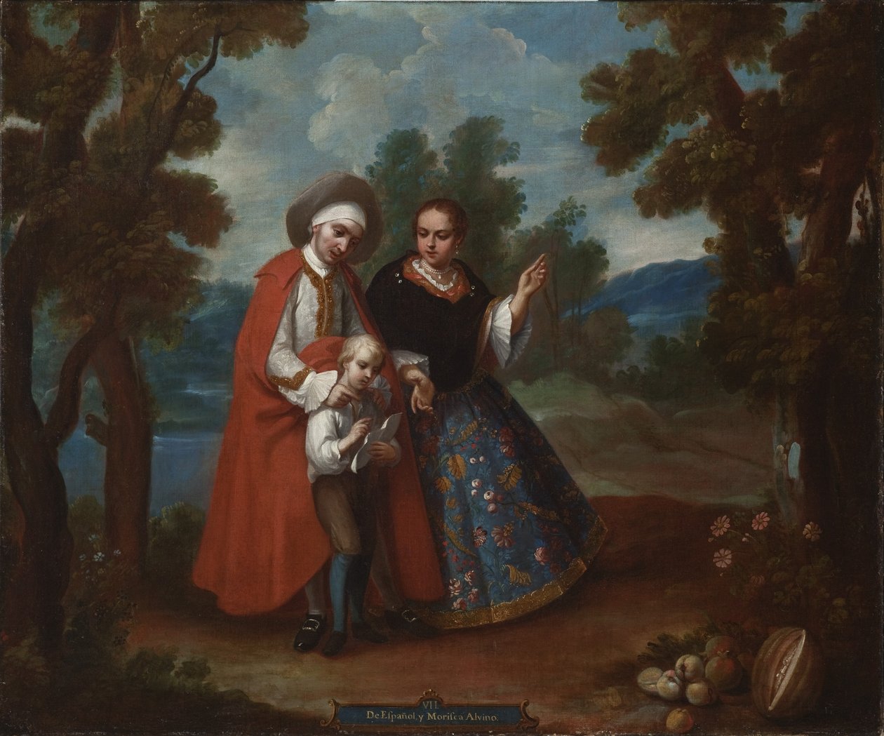 七。来自西班牙人和Morsica，Albino（VII，西班牙语和摩尔语，白化病），c.1760 作者 胡安·帕特里西奥·莫雷特·鲁伊斯