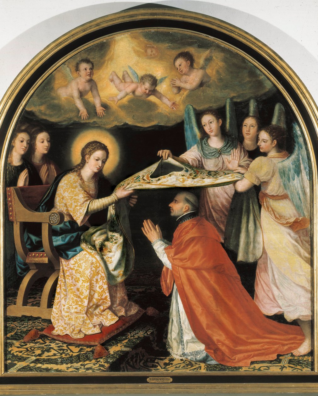 在圣伊尔德丰索（Saint Ildefonso）赠送小礼服 画作：胡安-桑切斯-科坦（1561-1627） 布面油画 格拉纳达，格拉纳达艺术博物馆。 作者 胡安·桑切斯·科坦