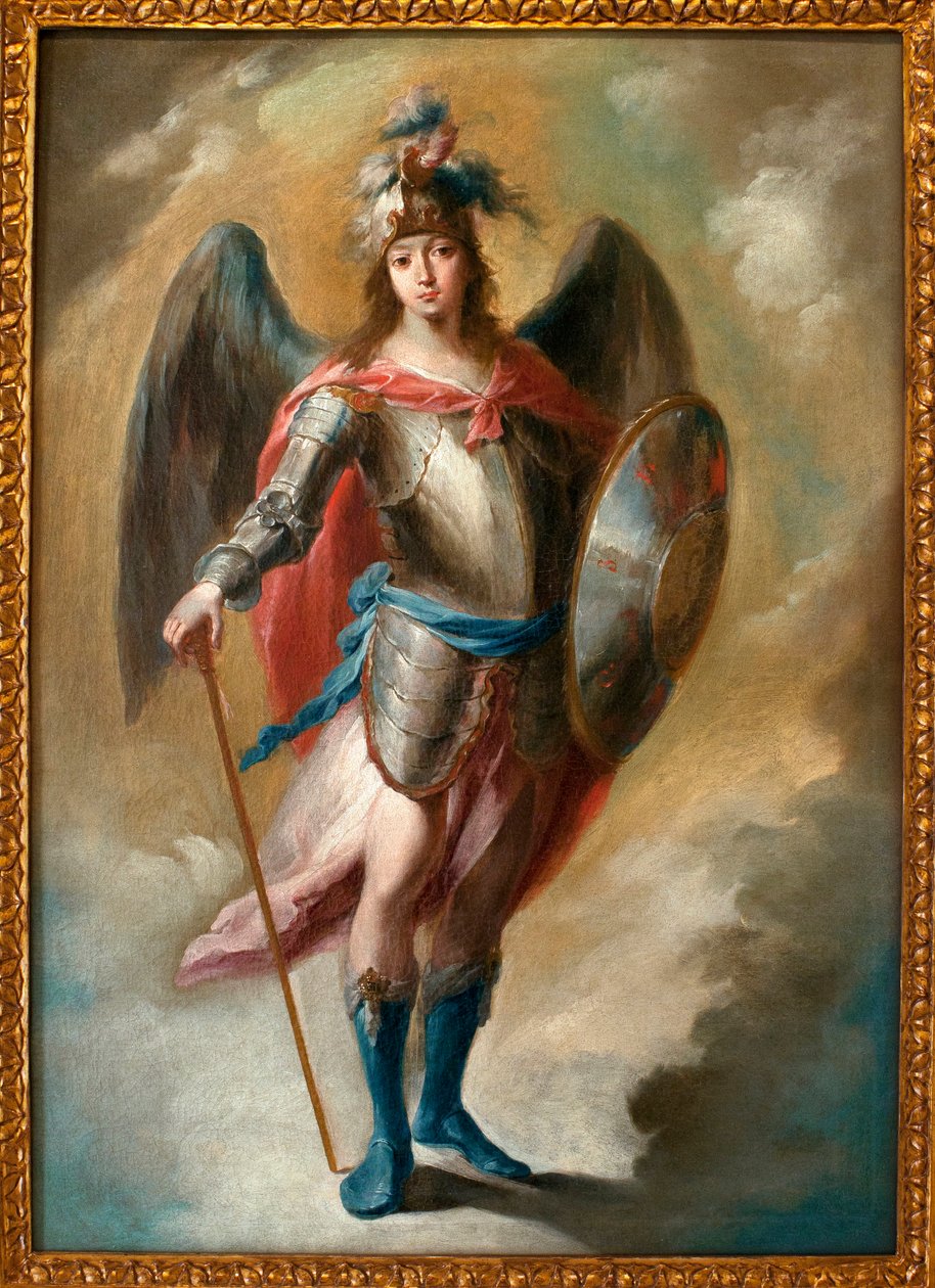 大天使圣米迦勒 - 胡安·德·埃斯皮纳尔 (Juan de Espinal, 1714-1783) 的绘画，布面油画，约。 1780 - 西班牙塞维利亚美术博物馆 作者 胡安·德·埃斯皮纳尔
