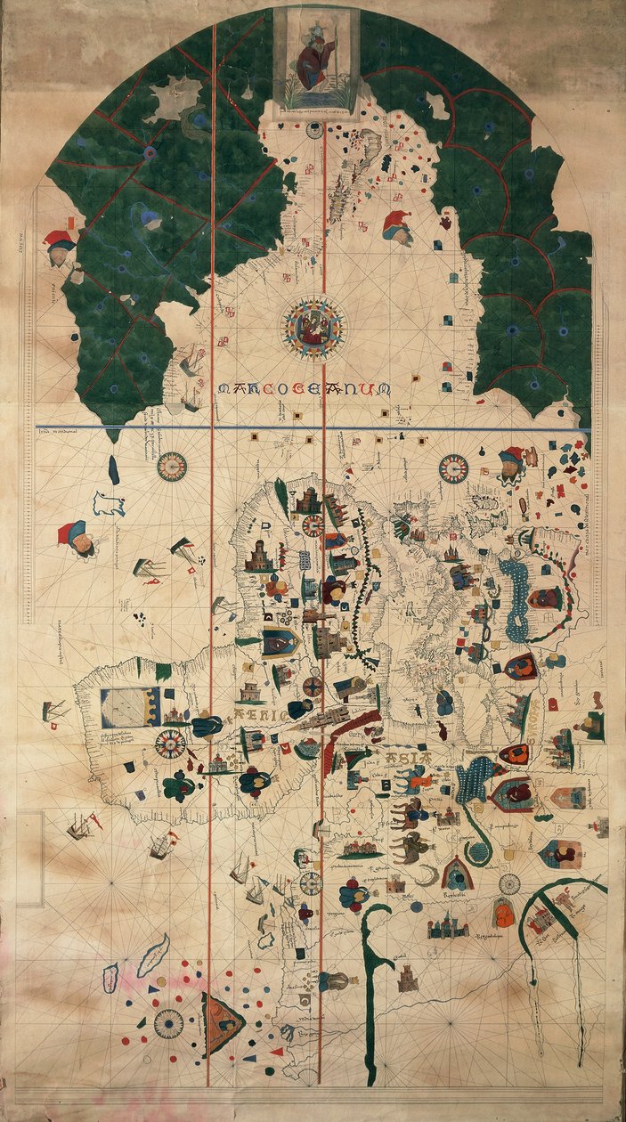 胡安-德拉-科萨绘制的波托兰-航海图，约1500年 作者 胡安·德拉科萨