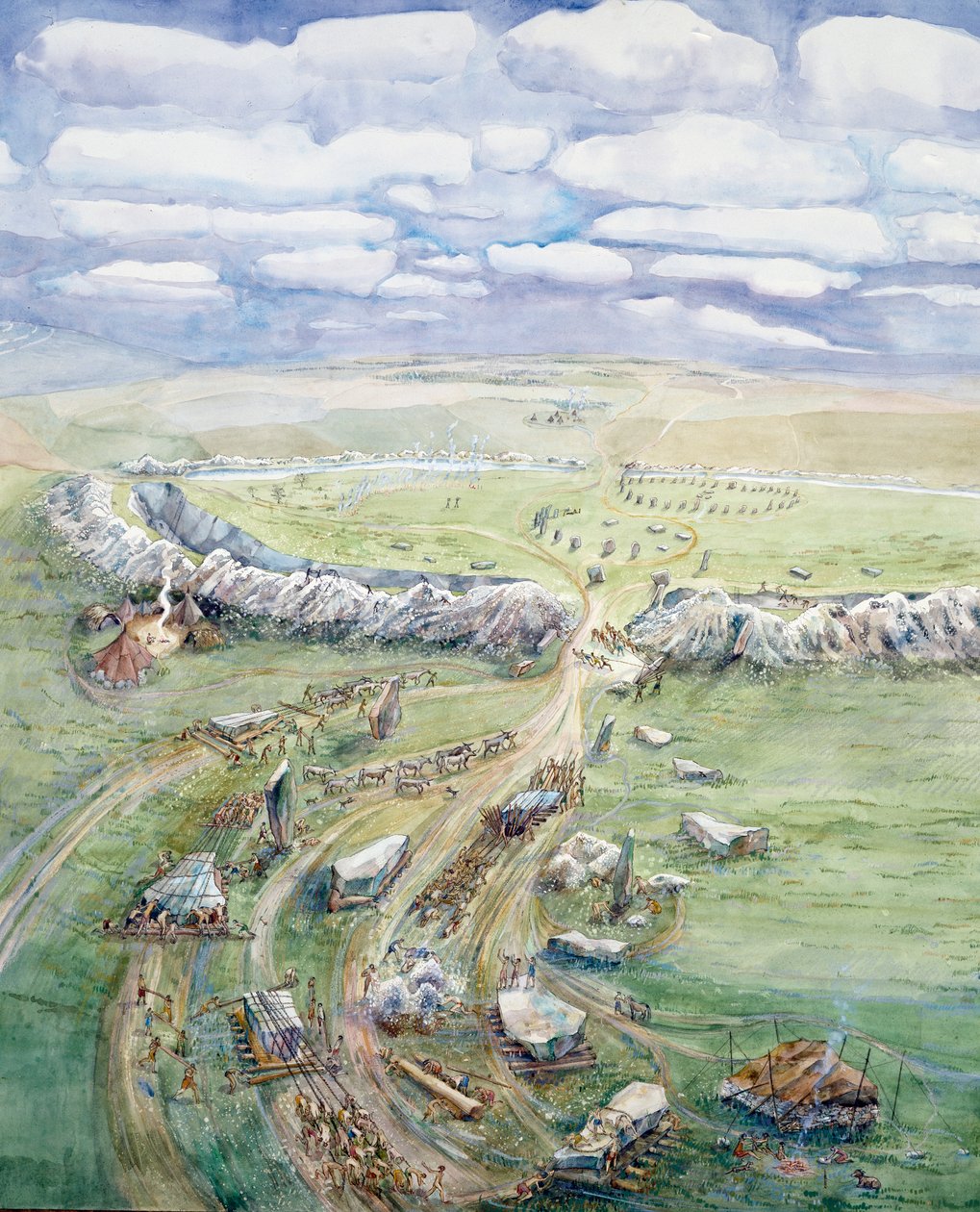 施工中的埃夫伯里轩（纸上水彩画） 作者 朱迪思·多比