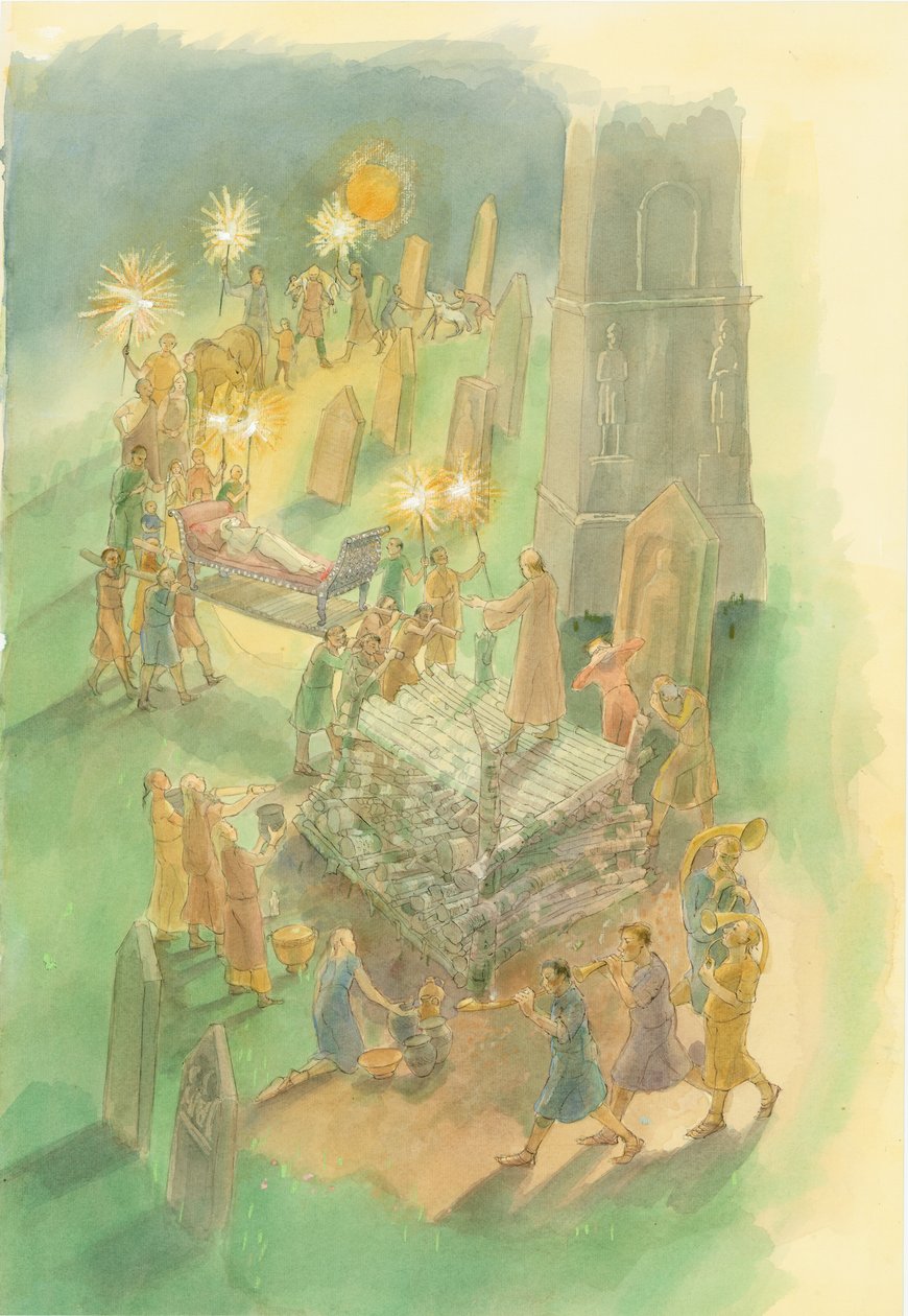 坎布里亚布拉夫姆罗马墓地（纸上水彩画） 作者 朱迪思·多比
