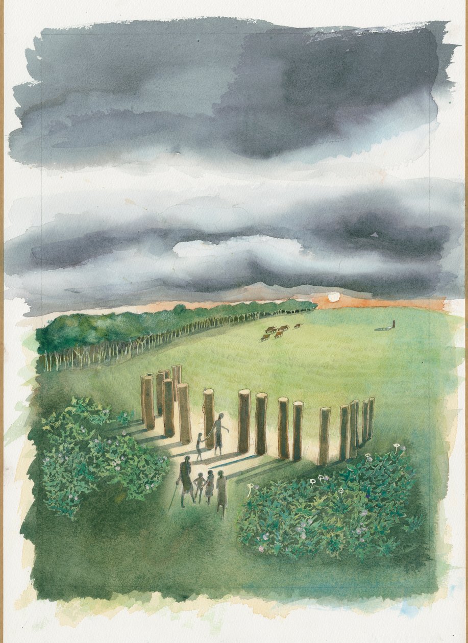 劳恩斯新石器时代重建（纸面水彩画） 作者 朱迪思·多比