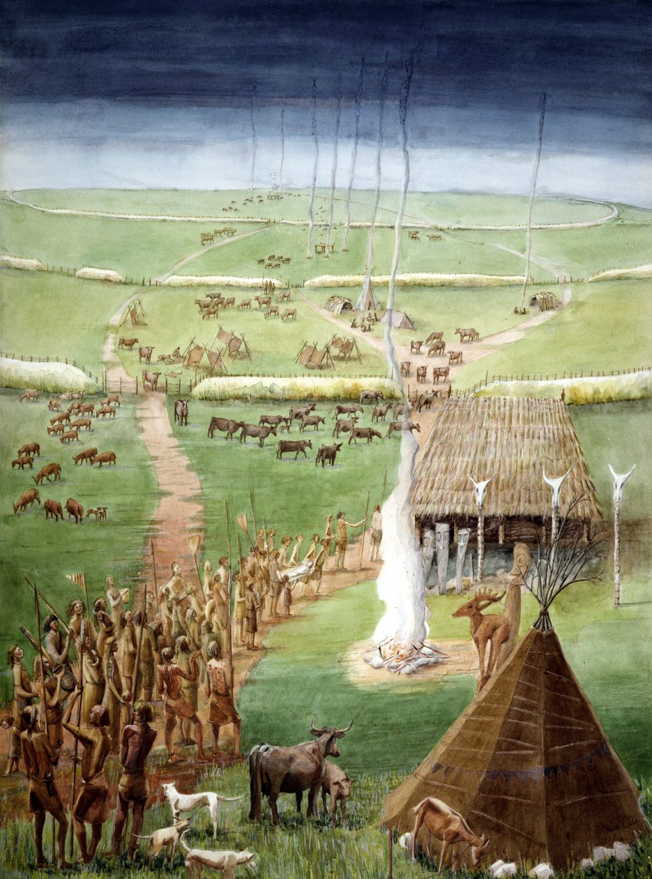 威尔特郡埃夫伯里风车山（纸上水彩画） 作者 朱迪思·多比