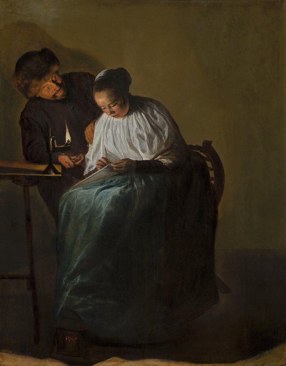 1631年，男人向一个年轻女子提供金钱 作者 朱迪思·莱斯特（Judith Leyster）