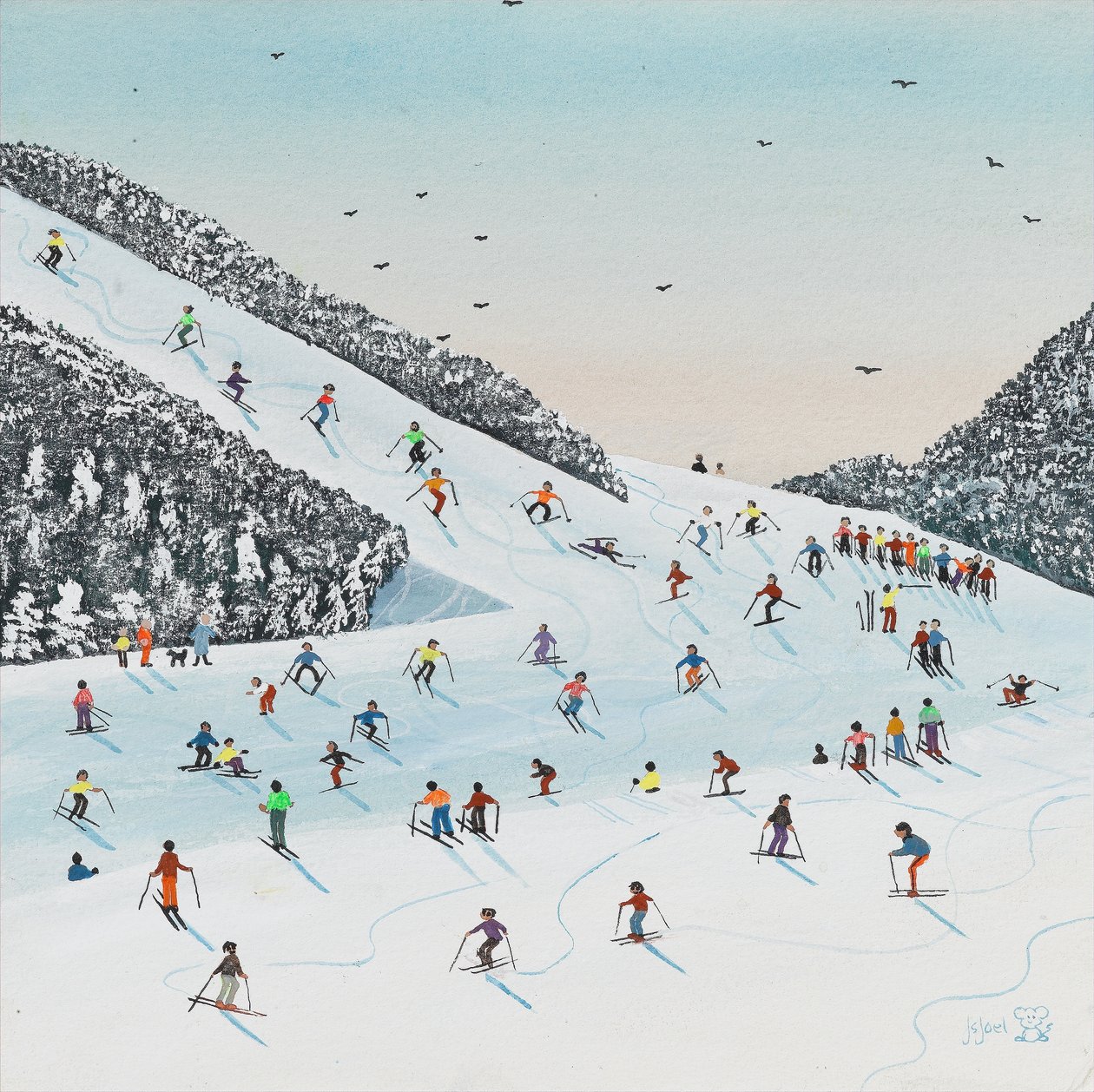 下坡跑（纸上水粉画） 作者 朱迪·乔尔