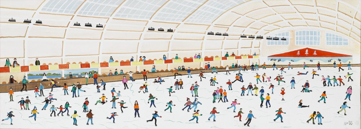 在里士满滑冰，2009 年（纸上水粉画） 作者 朱迪·乔尔