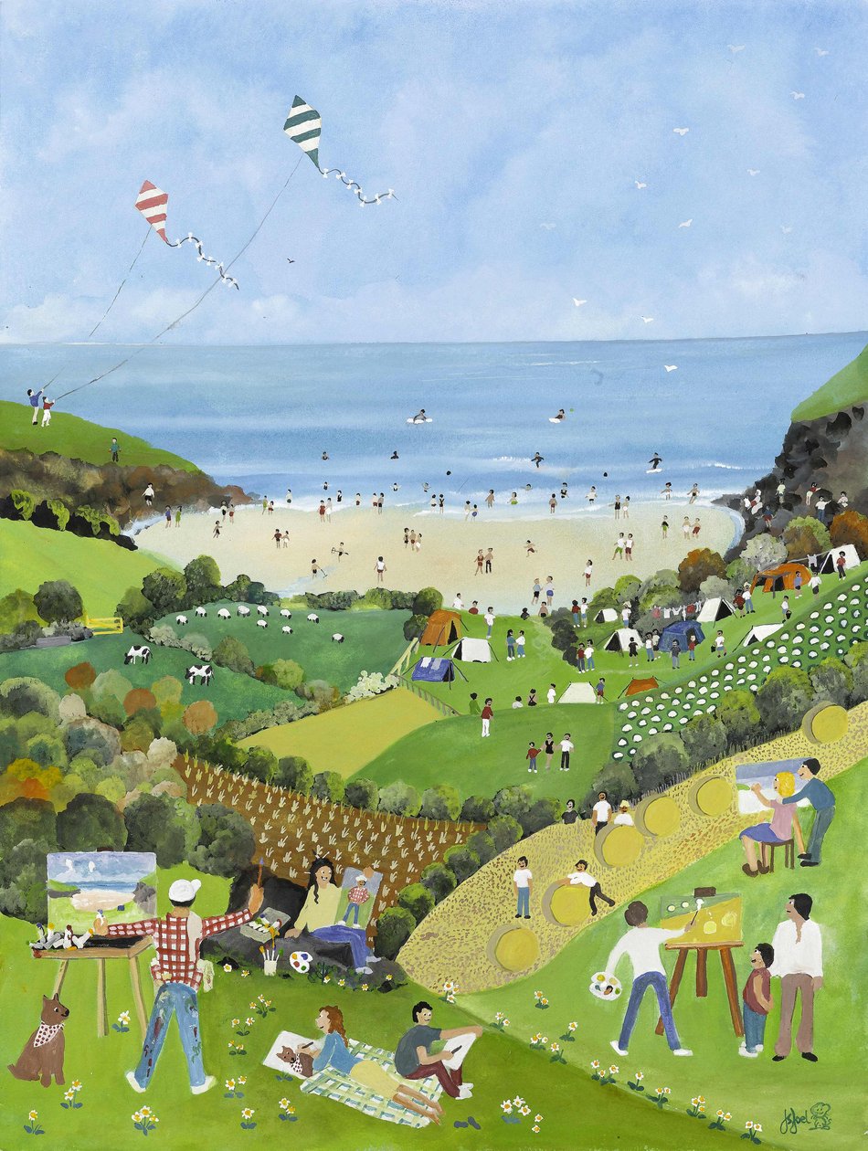 夏日愉悦》，2009 年（纸上水粉画） 作者 朱迪·乔尔