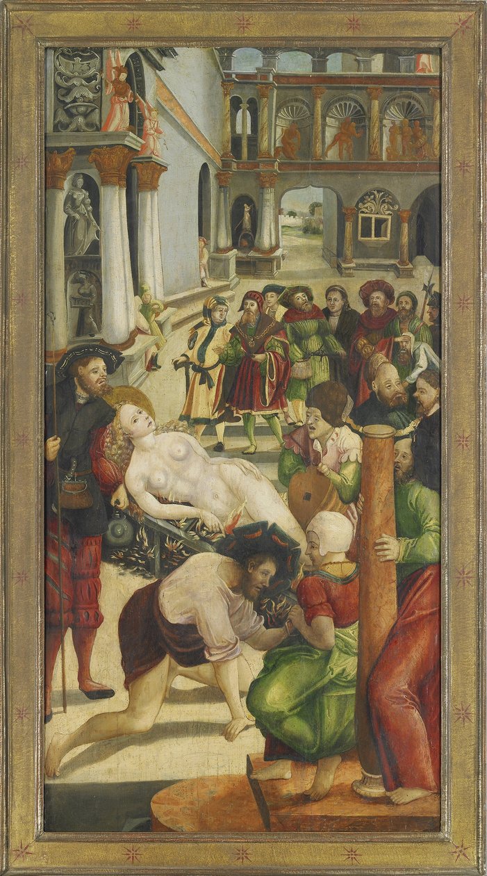 燃烧中。 1523年，圣阿加莎（Saint Agatha）祭坛前翼 作者 约格·格里莫尔德（JörgGreimold）