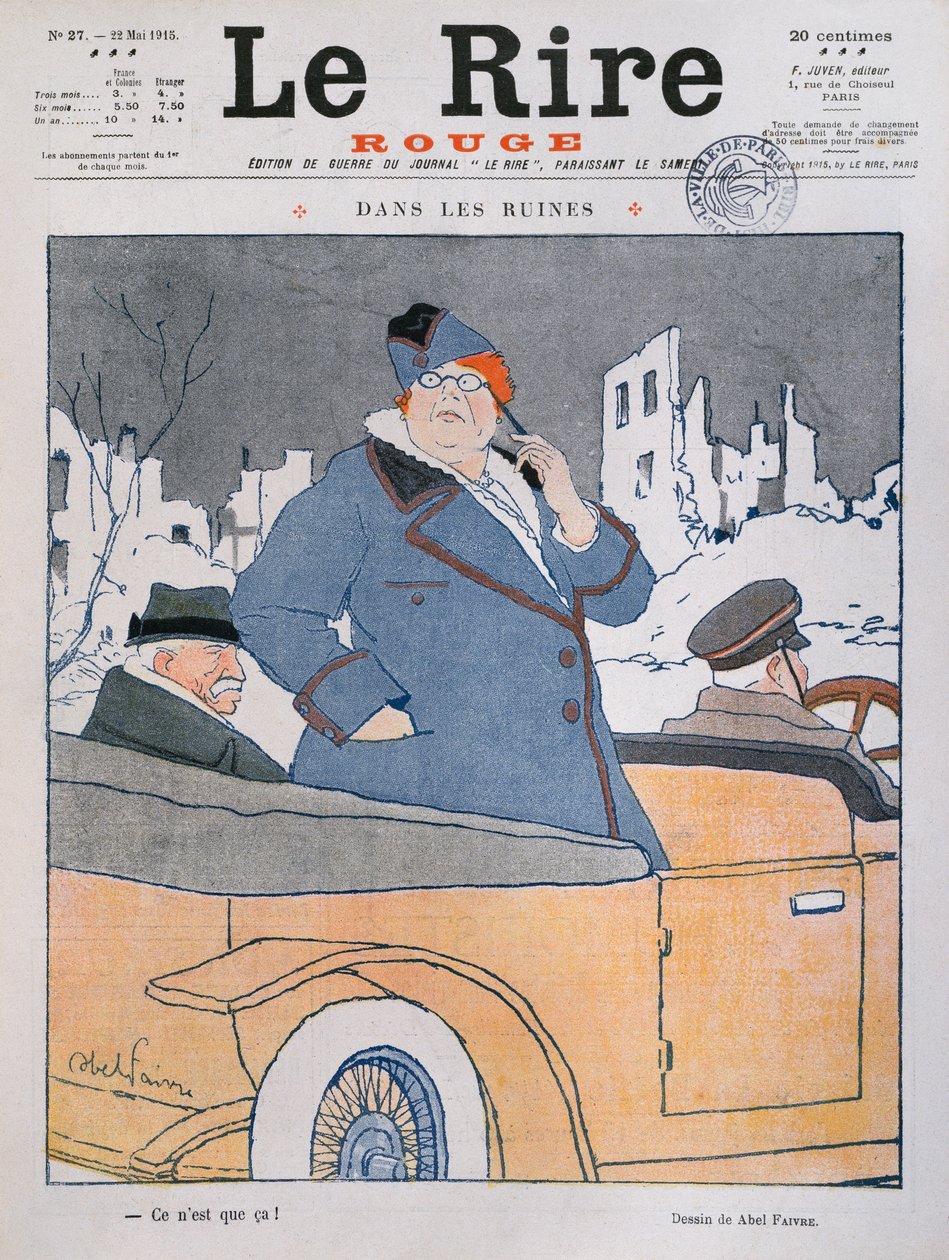 在废墟中，是1915年5月22日“Le Rire Rouge”的所有前封面插图 作者 朱尔斯·亚伯·费弗尔