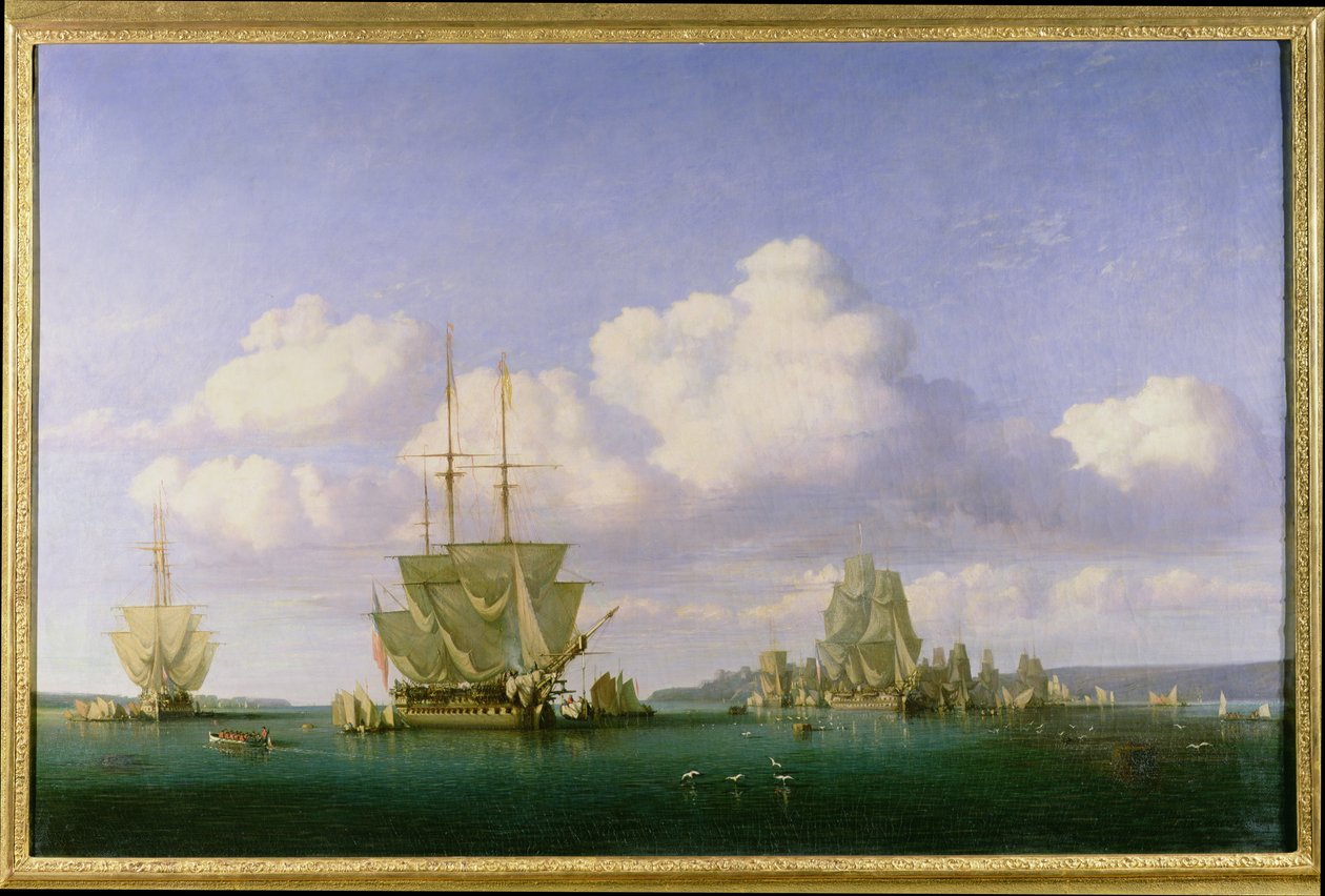 1844年在平静的天气中布雷斯特的安克雷奇 作者 朱尔斯·阿奇里·诺埃尔（Jules Achille Noel）