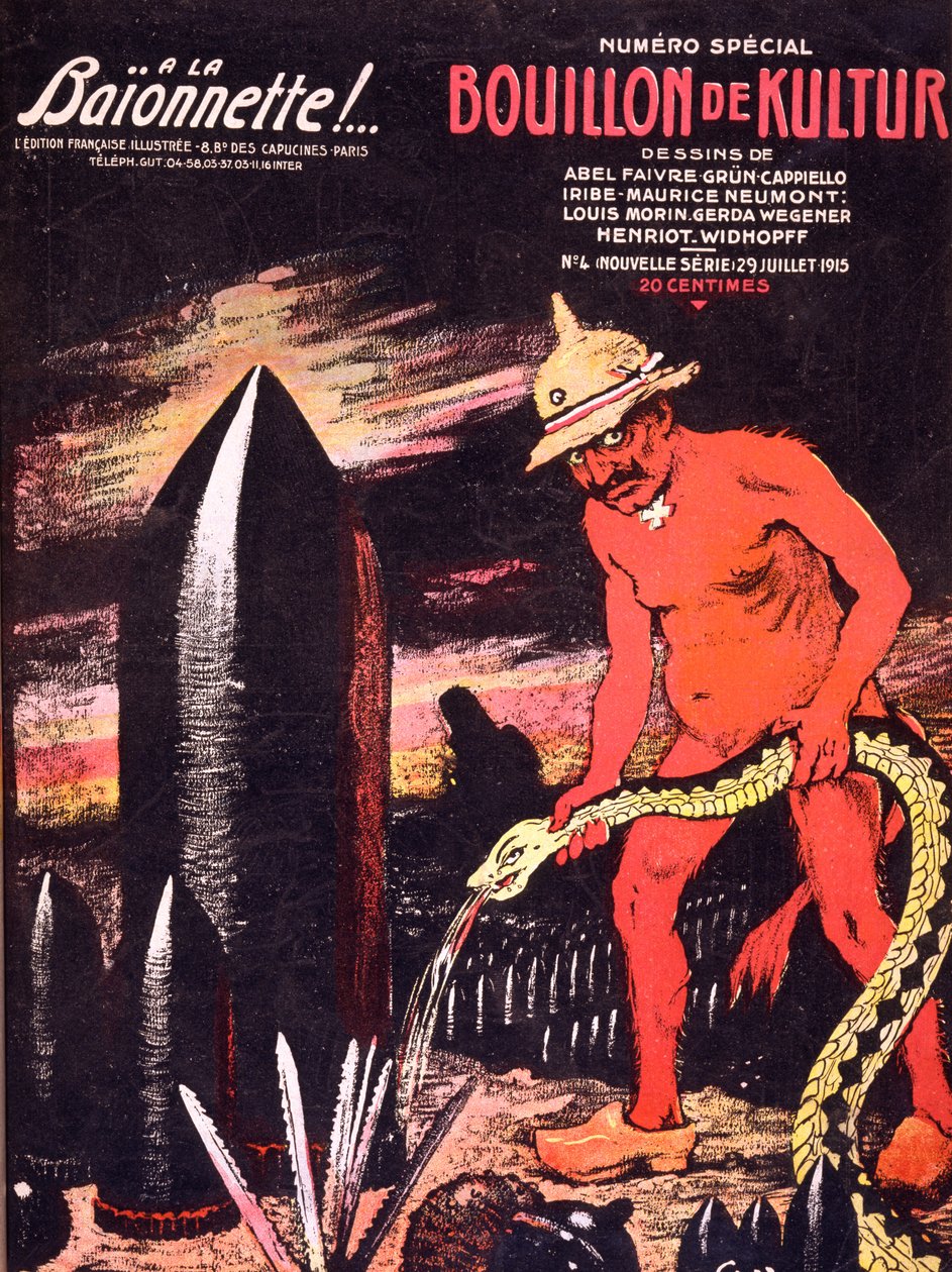 1915年7月29日&39;The Bayonet&39;杂志的封面 作者 朱尔斯·亚历山大·格鲁恩（Jules Alexandre Gruen）或格伦（Grun）