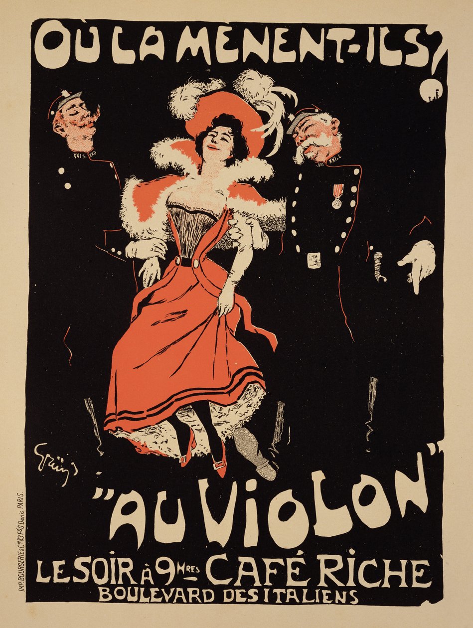 复制一张海报，宣传&39;Cafe Riche&39;，Boulevard des Italiens，1897 作者 朱尔斯·亚历山大·格鲁恩（Jules Alexandre Gruen）或格伦（Grun）