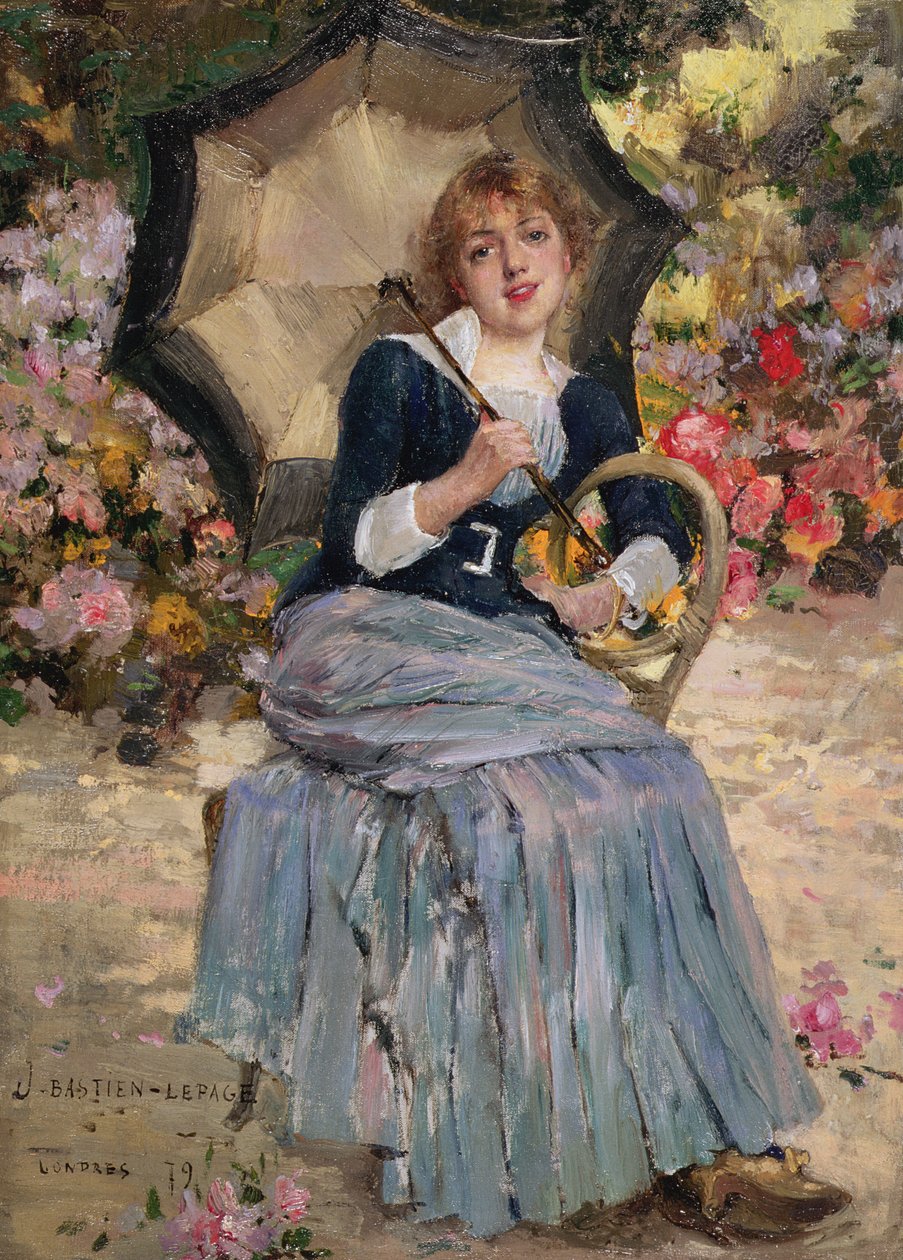 1879年遮阳伞的女孩 作者 朱尔斯·巴斯蒂安·莱佩奇