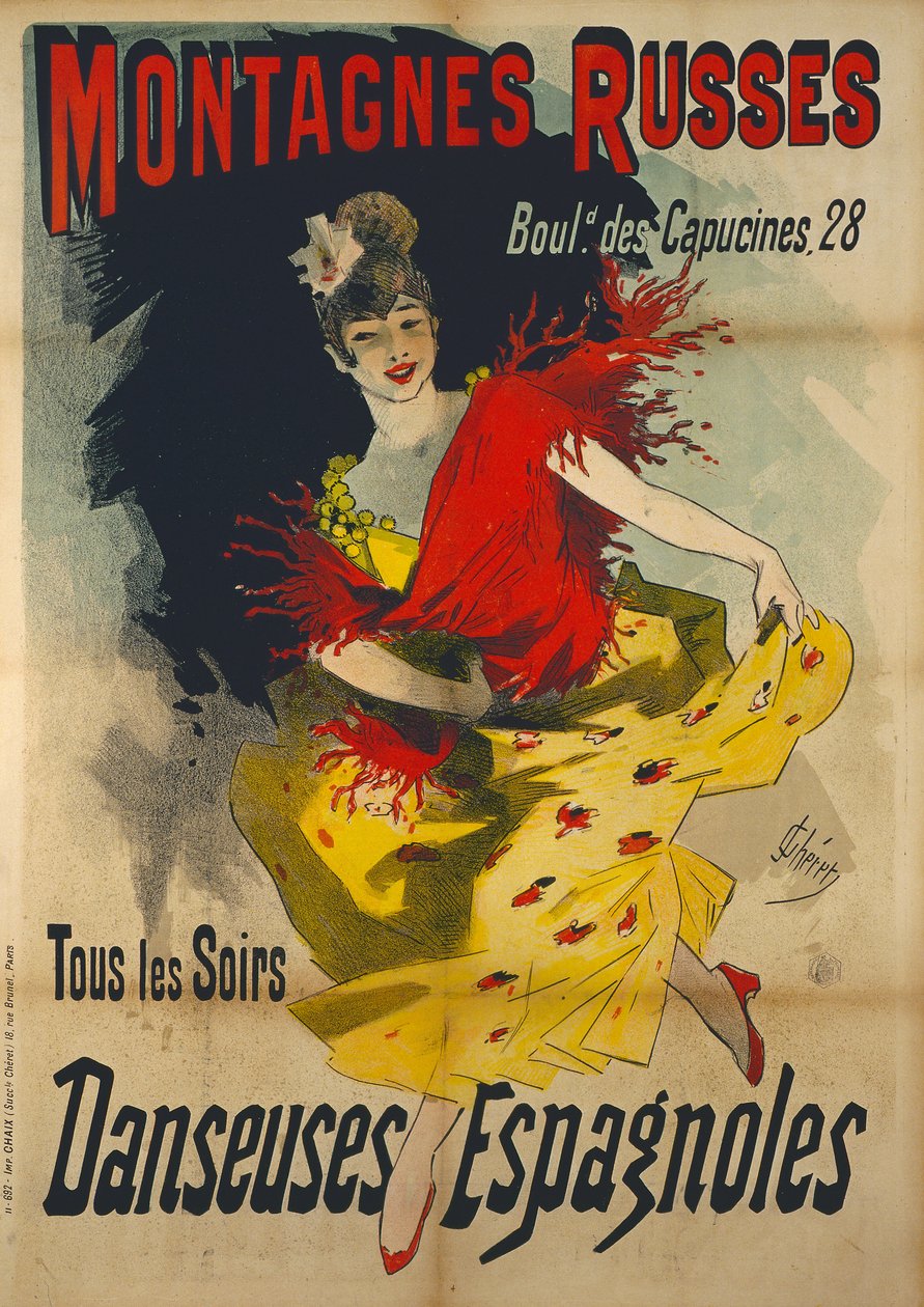 巴黎Boulevard des Capucines海报广告&39;西班牙舞者&39; 作者 朱尔斯·切雷特（Jules Cheret）