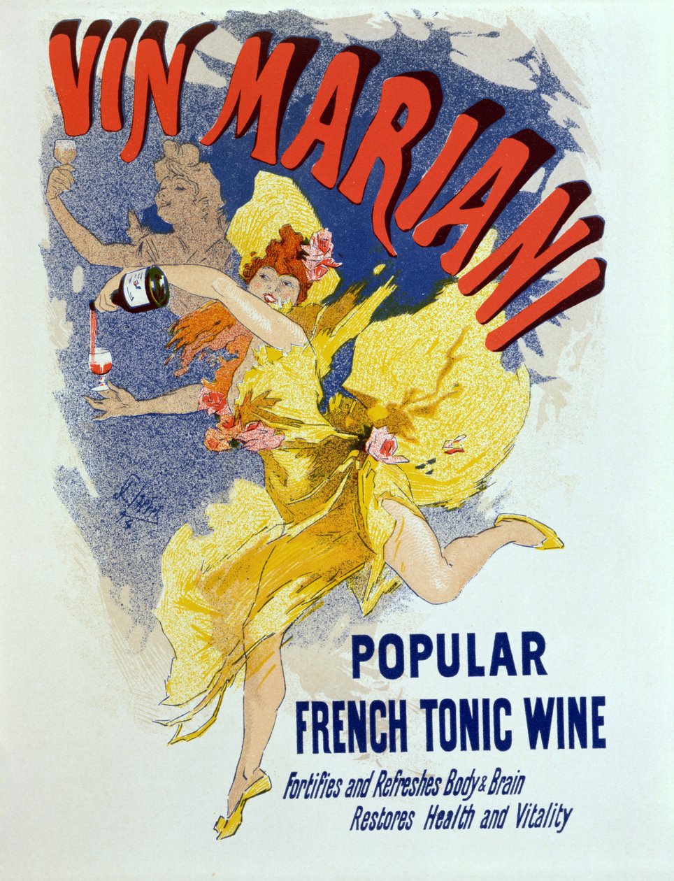 海报广告&39;Mariani Wine&39;，一种受欢迎的法国滋补酒，1894年 作者 朱尔斯·切雷特（Jules Cheret）