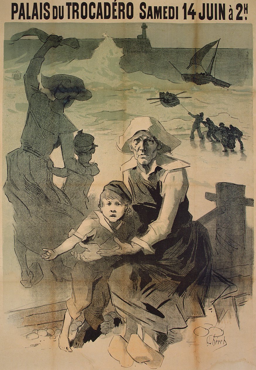海报在1890年6月14日在特罗卡德罗宫举行慈善晚会，以帮助遭遇海难的水手家属 作者 朱尔斯·切雷特（Jules Cheret）