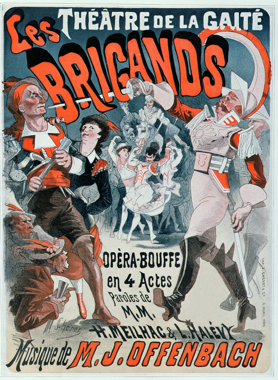 Jacques Offenbach（1819-80）1869年的美食歌剧“Les Brigands”的海报 作者 朱尔斯·切雷特（Jules Cheret）