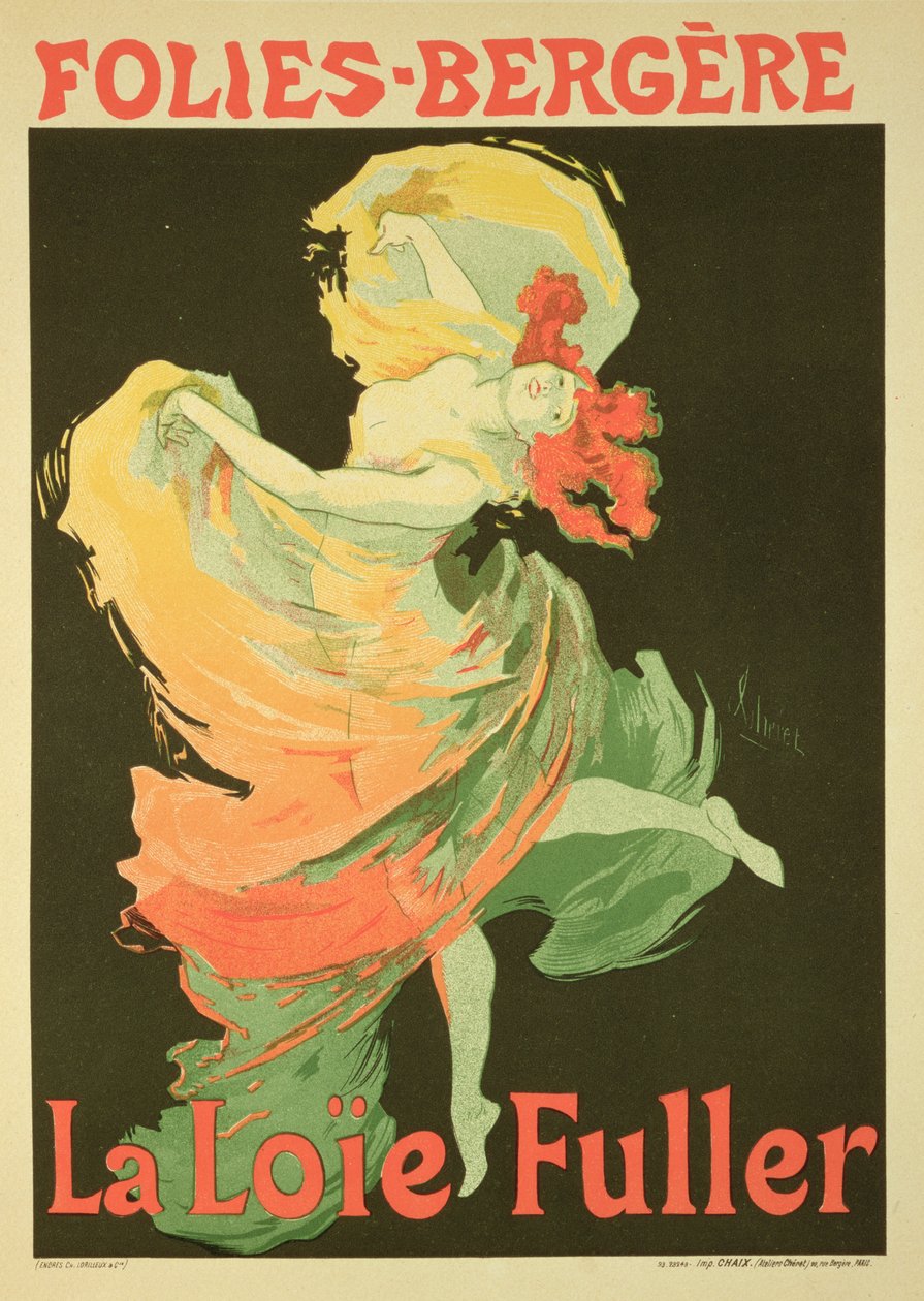 在Folice-Bergere，1893年复制海报广告&39;Loie Fuller&39; 作者 朱尔斯·切雷特（Jules Cheret）