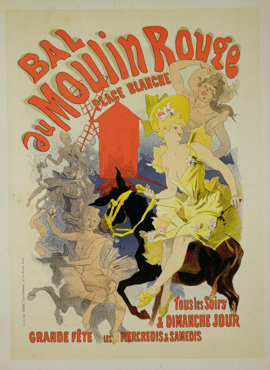 复制海报广告&39;Bal au Moulin Rouge&39;，1889年 作者 朱尔斯·切雷特（Jules Cheret）