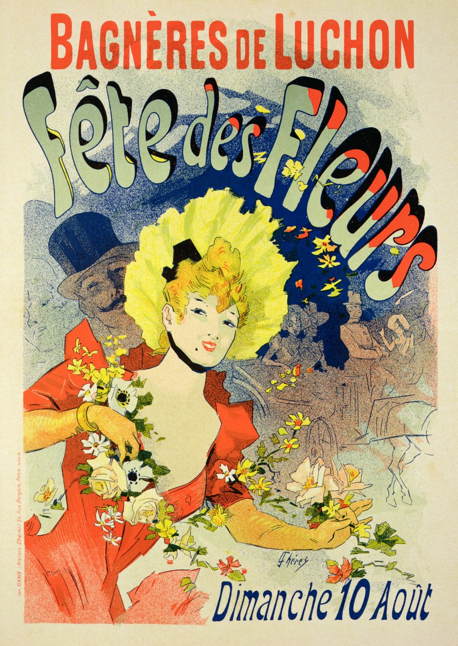 复制海报广告花卉节在巴尼尔 - 德吕雄，1890年 作者 朱尔斯·切雷特（Jules Cheret）