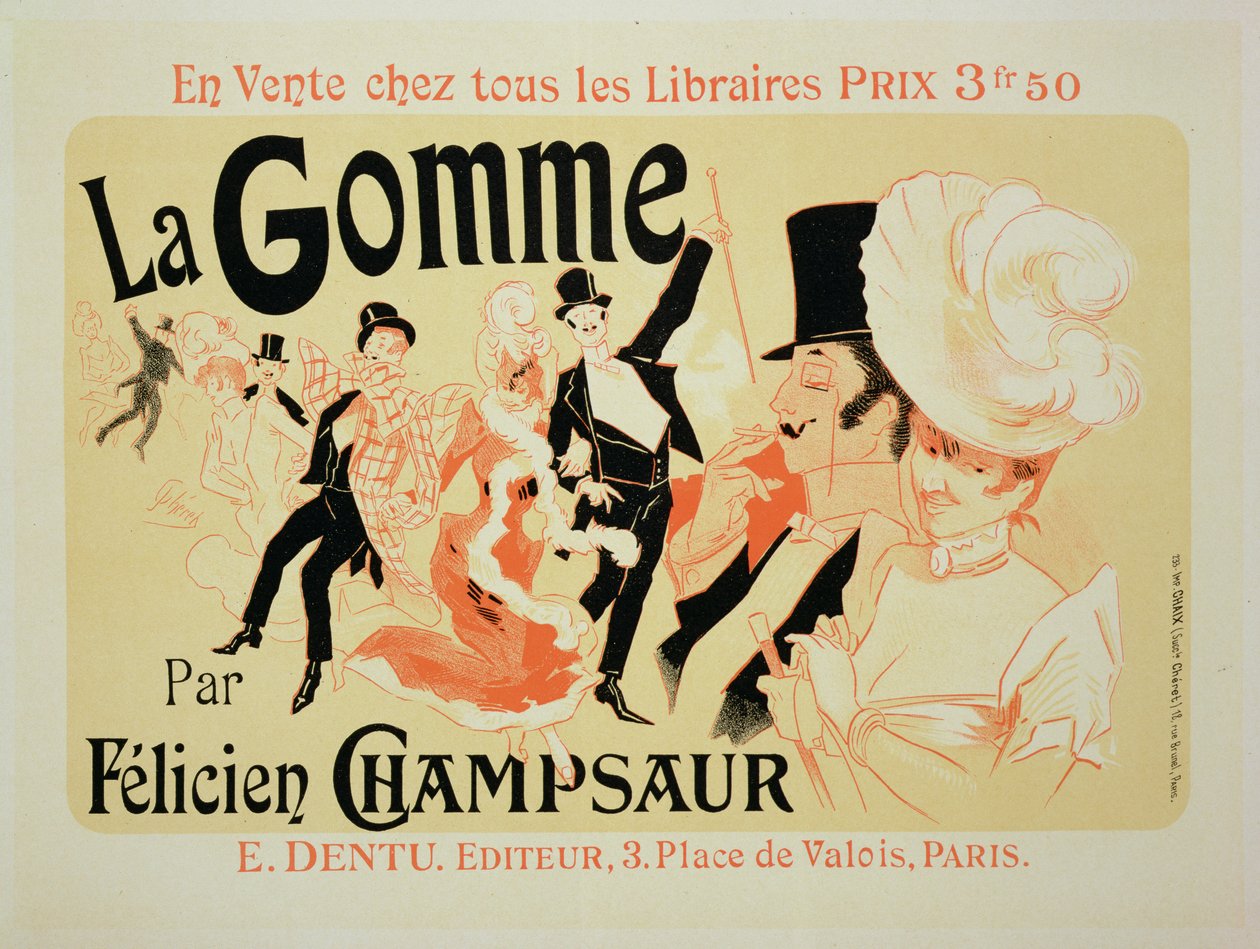 由Felicien Champsaur复制海报广告&39;La Gomme&39; 作者 朱尔斯·切雷特（Jules Cheret）