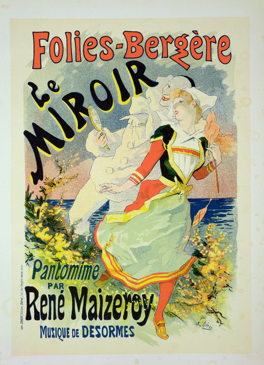 复制海报广告“镜子”，Rene Maizeroy在Folies-Bergere的哑剧（见126671） 作者 朱尔斯·切雷特（Jules Cheret）