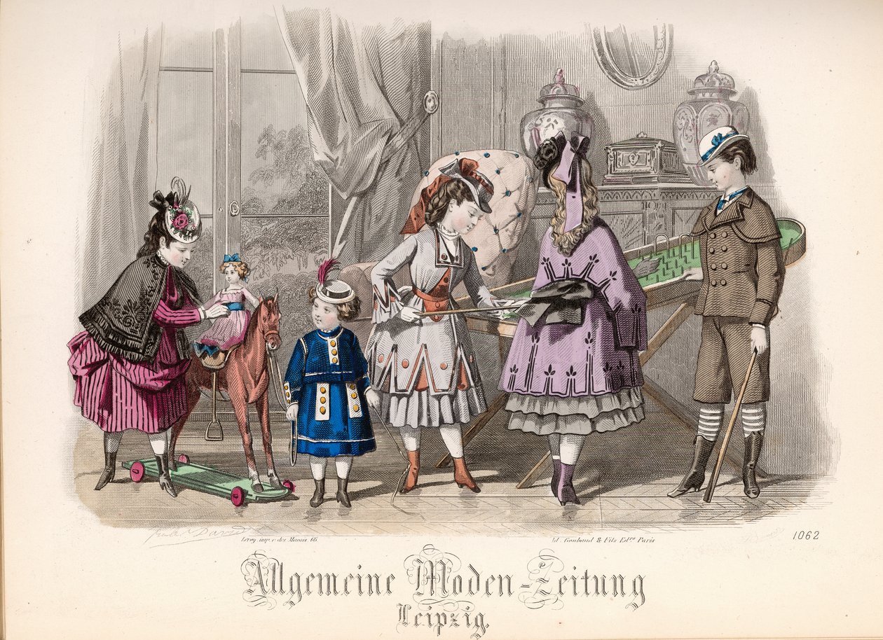 1872年莱比锡的&39;Allgemeine Moden-Zeitung&39;时装板上的Play儿童时装版 作者 朱尔斯·大卫