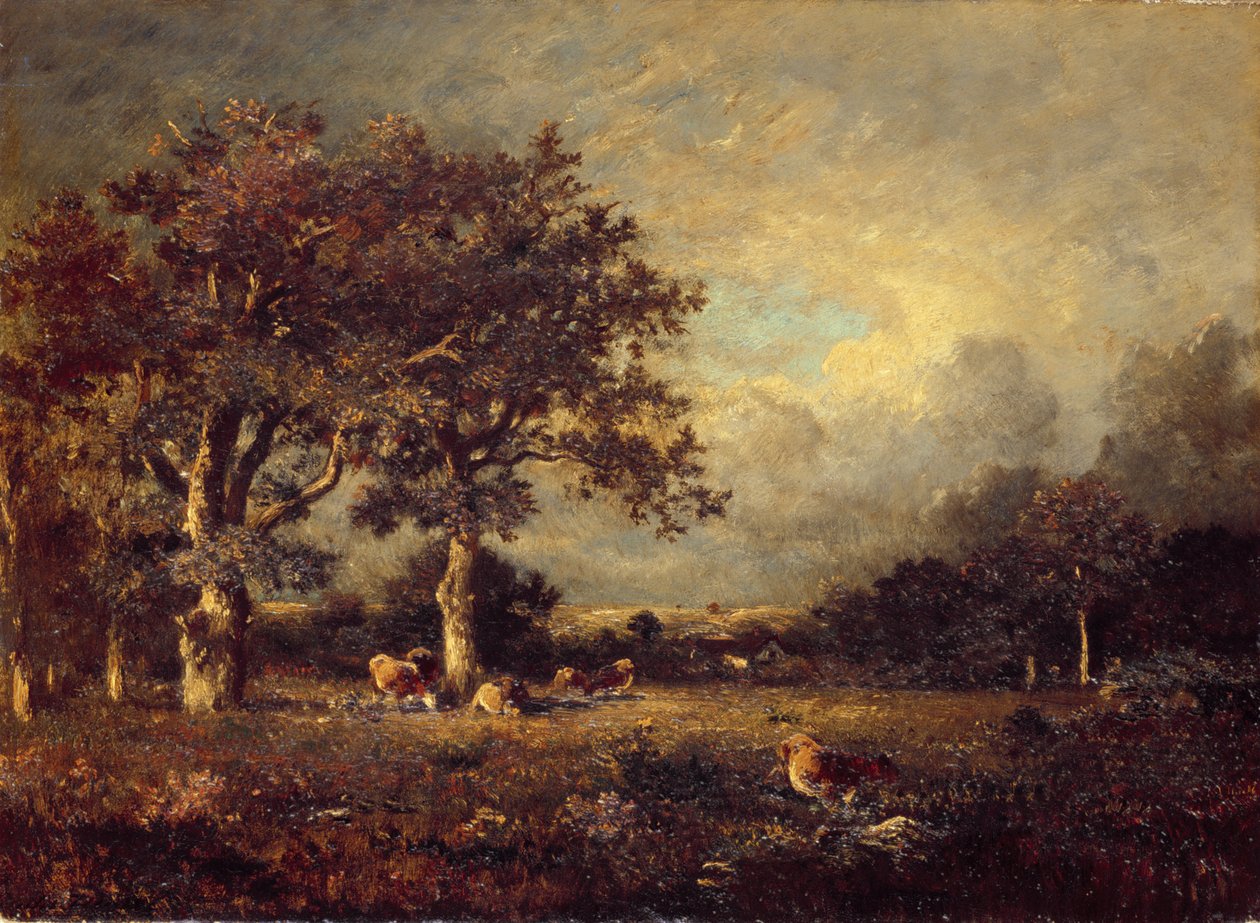 与牛，1870年代的风景 作者 朱尔斯·杜佩