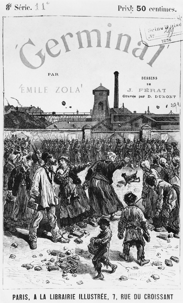 Emile Zola（1840-1902）的&39;Germinal&39;的封面插图由Desire Dumont，1886年版刻 作者 朱尔斯·费拉特（Jules Ferat）