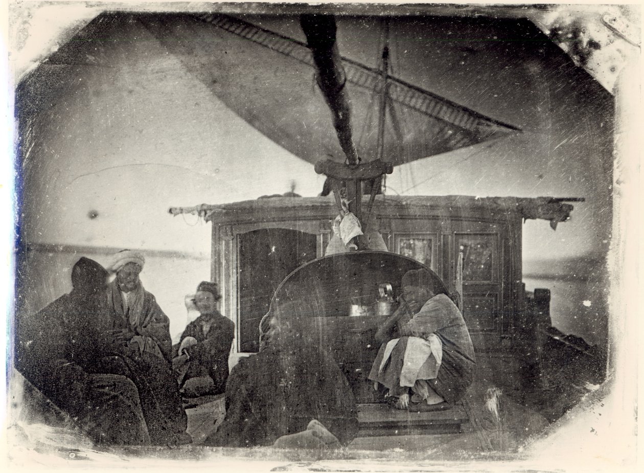 尼罗河上的帆船和旅行者，1845-6（daguerreotype） 作者 朱尔斯·伊蒂尔