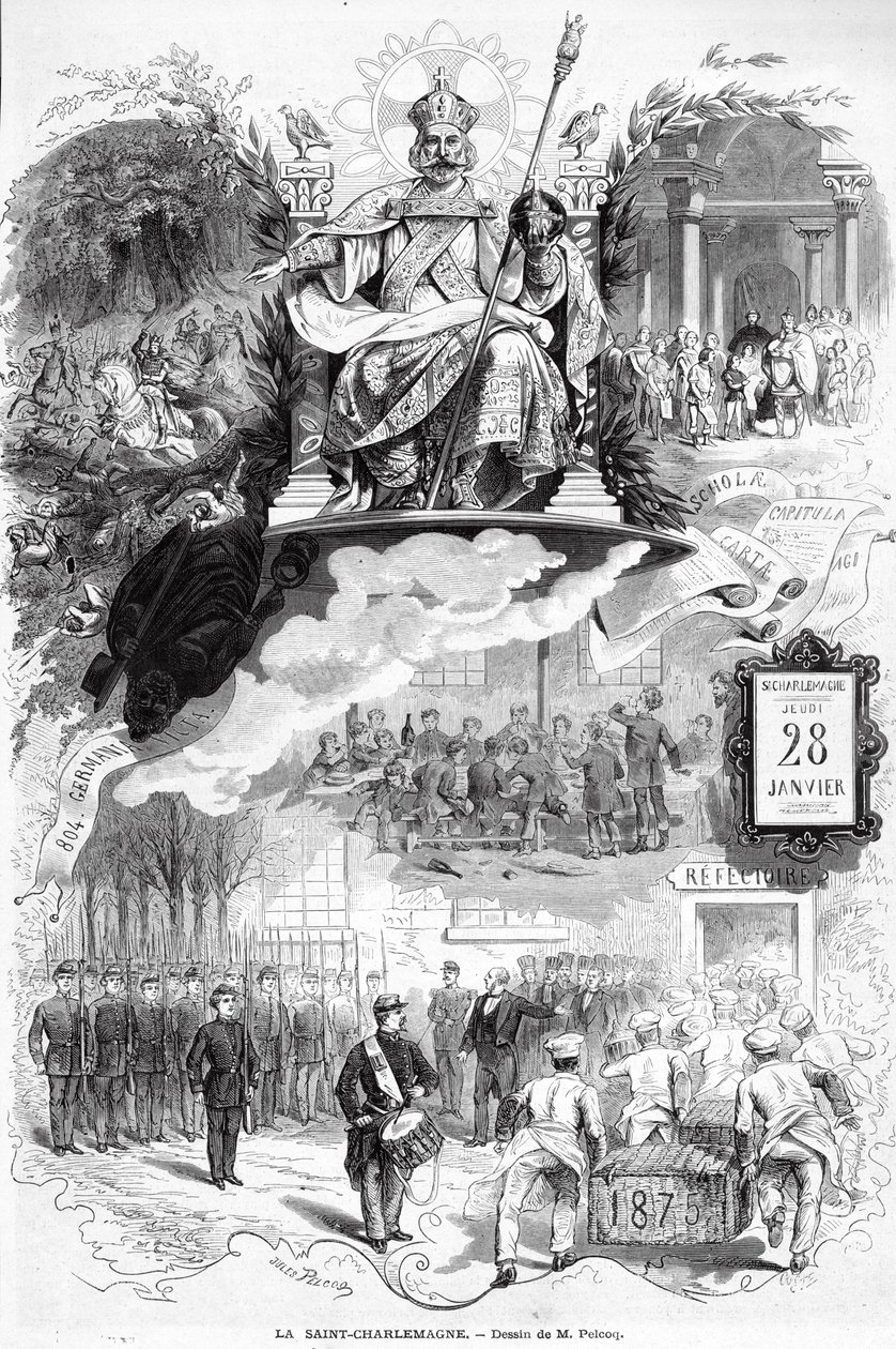 &39;St. Charlemagne&39;，1875年1月30日的&39;光辉世界&39;的插图 作者 朱尔斯·佩尔科克（Jules Pelcoq）
