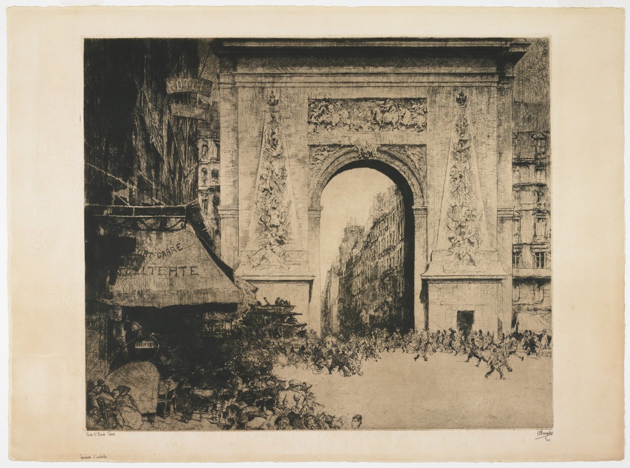 1928年巴黎圣丹尼门（蚀刻，干点，aquatint和板音） 作者 朱尔斯·德·布鲁克