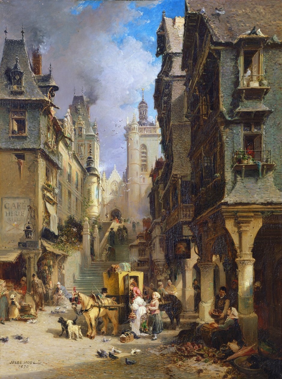 1870年，1870年在莫尔莱的街景 作者 朱尔斯·阿奇里·诺埃尔（Jules Achille Noel）