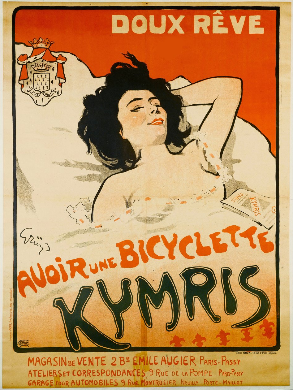 甜蜜的梦。拥有一辆凯姆里斯自行车，约1898年。 作者 儒勒·亚历山大·格林