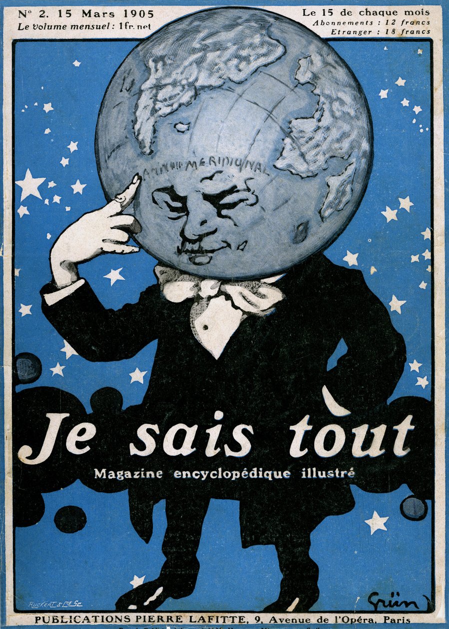 杰出的百科全书“ Je sais tout” N°2的封面，1905年3月15日 作者 朱尔斯·亚历山大·格鲁恩（Jules Alexandre Gruen）或格伦（Grun）
