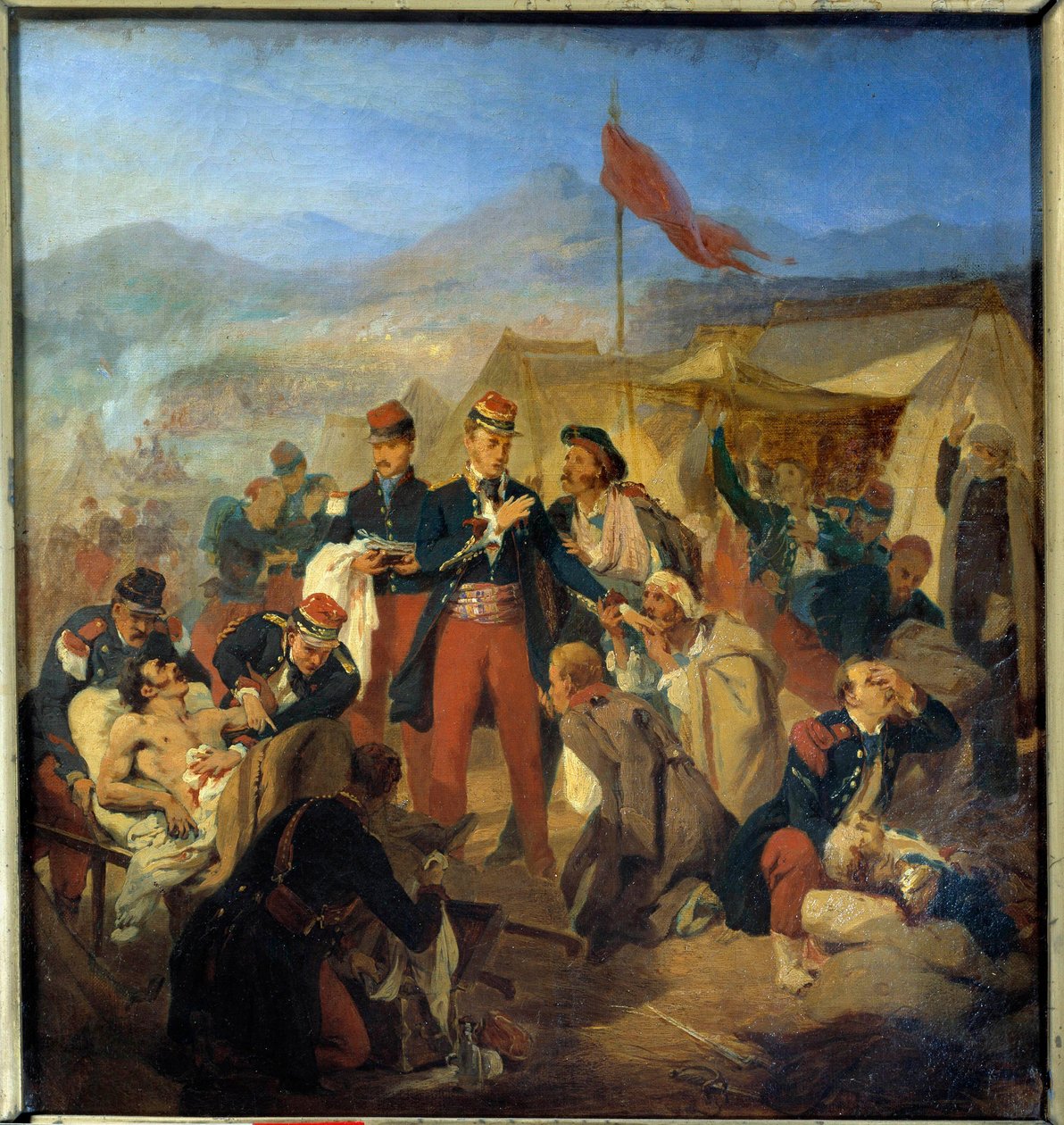 克里米亚战争："1854 年 11 月 5 日因克尔曼战役后，军医斯克里维治好了伤员"，朱尔斯-里戈（1810-1892 年）1854 年绘画 巴黎格雷斯山谷博物馆 作者 朱尔斯·阿尔弗雷德·文森特·里戈