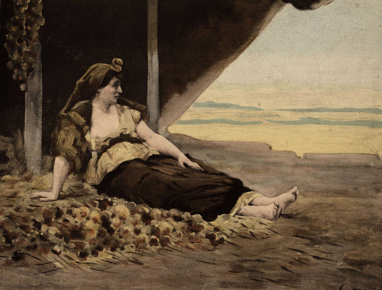 克莉奥佩特拉（Cleopatre）在卖洋葱。潘塔格鲁尔（Pantagruel），儒勒-加尼埃（Jules Garnier）插图。见《拉伯雷与儒勒-加尼埃作品集》。 作者 朱尔斯·阿森·加尼尔