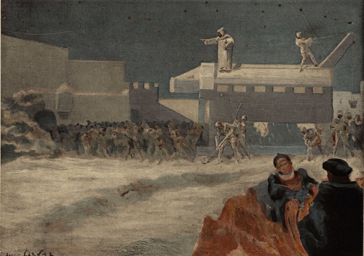 在让神父的命令下，工人们正在建造一头大母猪。潘塔格鲁尔》。朱尔斯-加尼埃插图。收录于《拉伯雷与儒勒-加尼埃的作品》（Rabelais et l