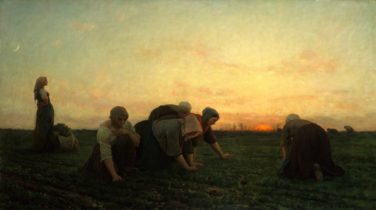 The Weeders，1868年。 作者 朱尔斯·布雷顿