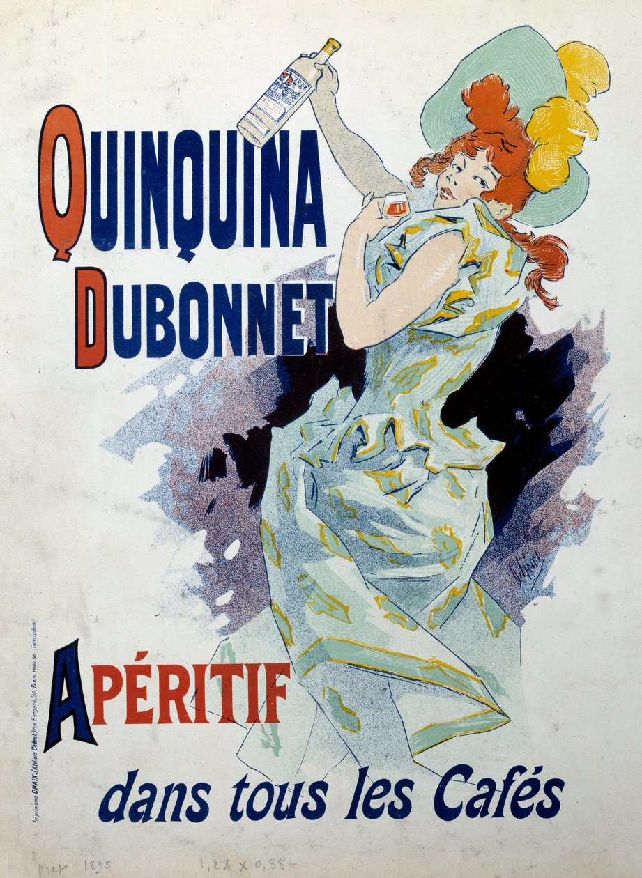 Jules Cheret (1836-1932)为开胃酒Quinquina Dubonnet制作的广告海报。1895年 巴黎，装饰艺术 作者 朱尔斯·切雷特（Jules Cheret）