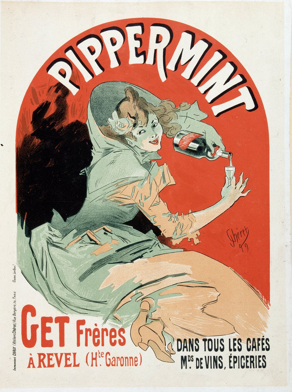 Pippermint Get Freres的广告海报 - 作者：Jules Cheret 作者 朱尔斯·切雷特（Jules Cheret）