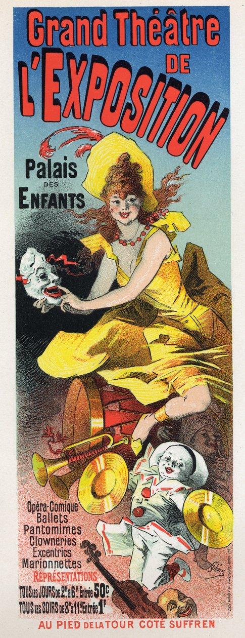 Art. Entertainment. Great theater of the exposition (Universal Exposition of Paris 作者 朱尔斯·切雷特（Jules Cheret）