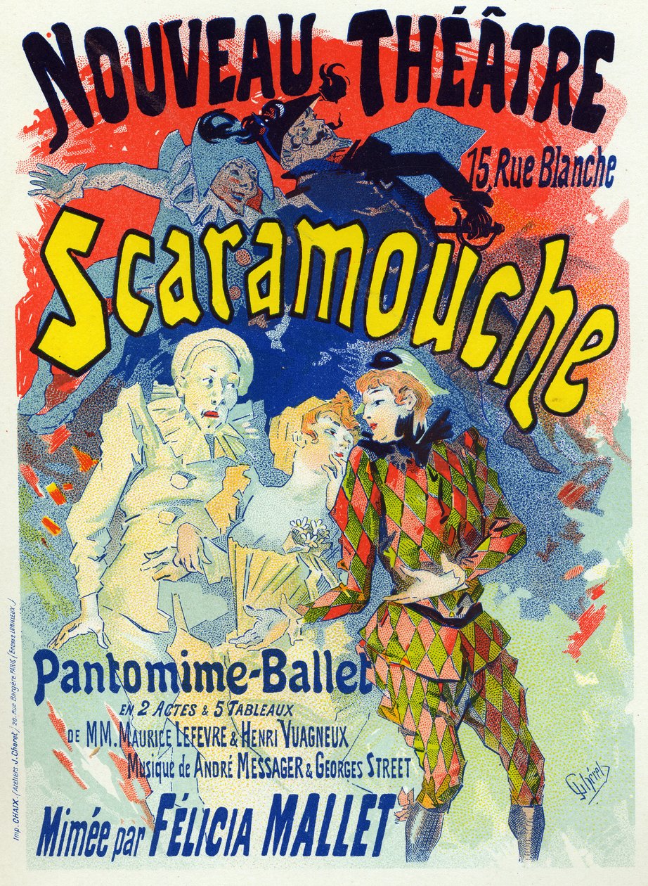Art. Entertainment. Scaramouche, ballet by Felicia Mallet. Poster by Jules Cheret, France, c.1895 (poster) 作者 朱尔斯·切雷特（Jules Cheret）