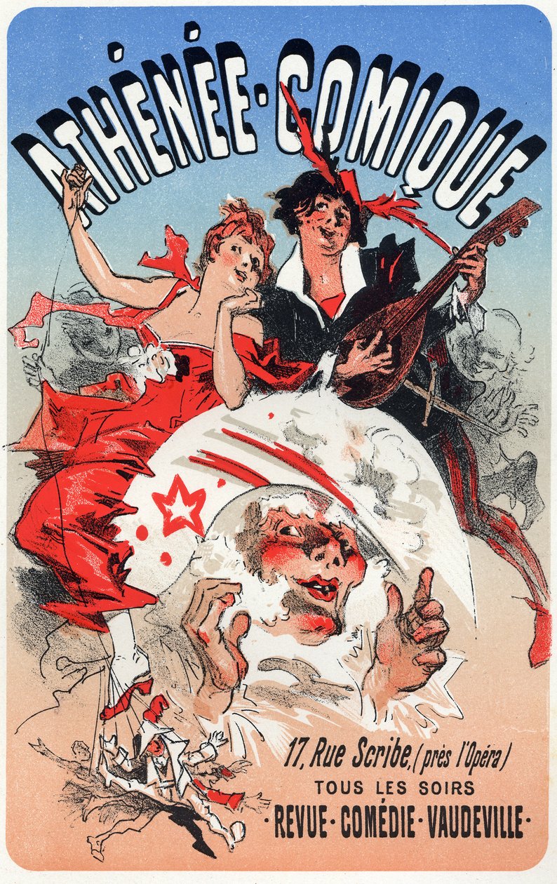 Entertainment. The Athenee Comique, theatre in paris. Poster by Jules Cheret, France, c.1870-80 (poster) 作者 朱尔斯·切雷特（Jules Cheret）