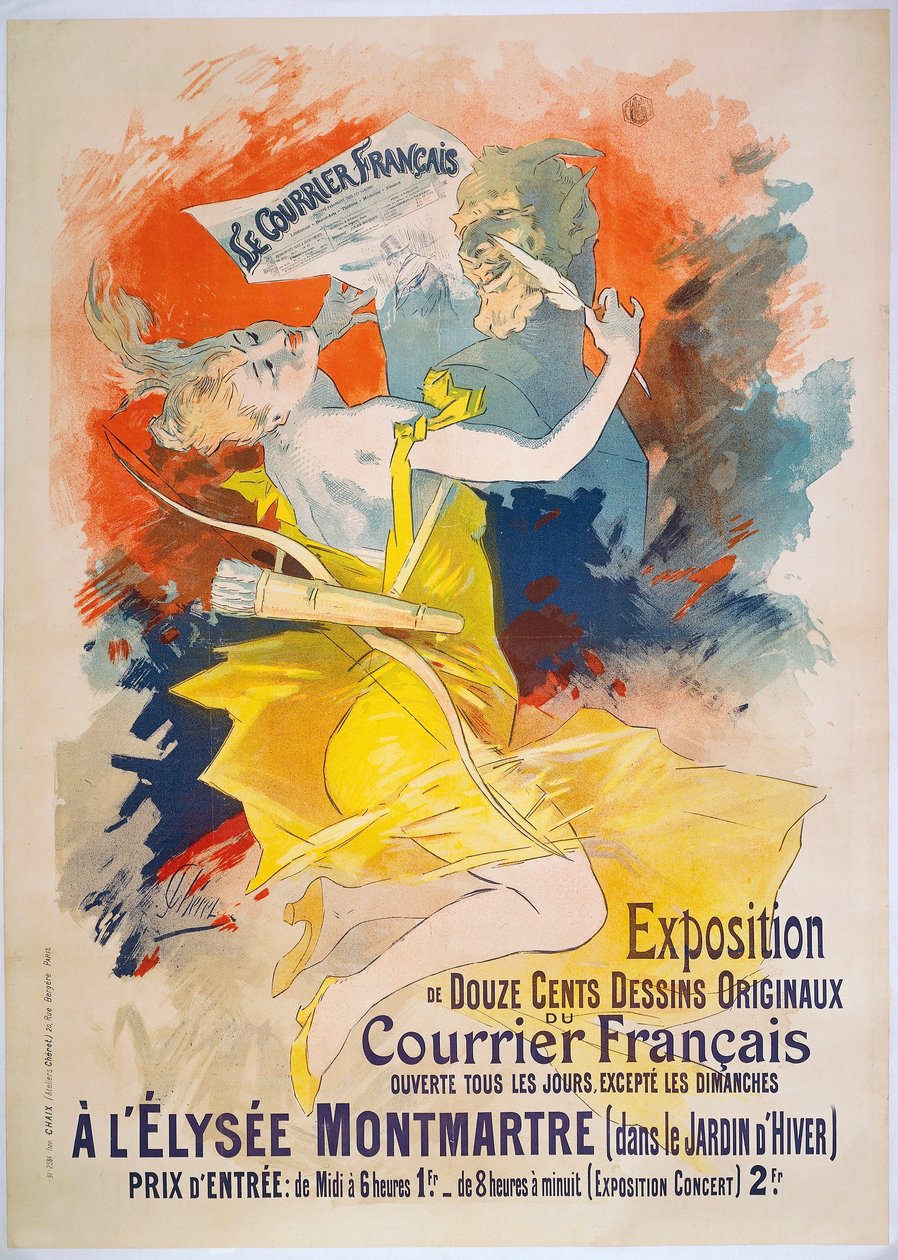Le Courrier Francais展览，约1895年（海报）。 作者 朱尔斯·切雷特（Jules Cheret）