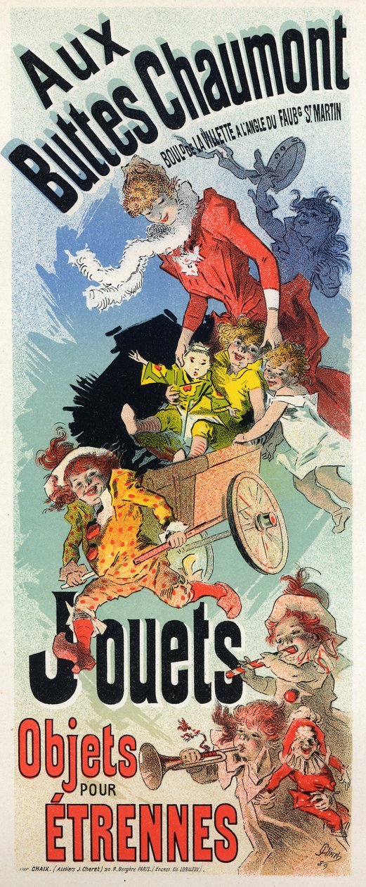 Lifestyle. The Buttes Chaumont toys store. Poster by Jules Cheret, France, c.1890 (poster) 作者 朱尔斯·切雷特（Jules Cheret）