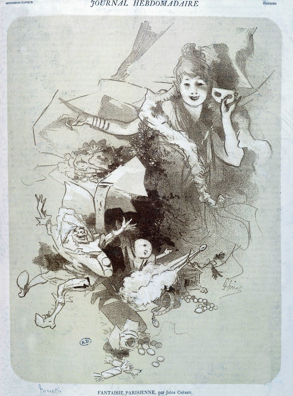 巴黎幻想：木偶--谢雷的海报 作者 朱尔斯·切雷特（Jules Cheret）