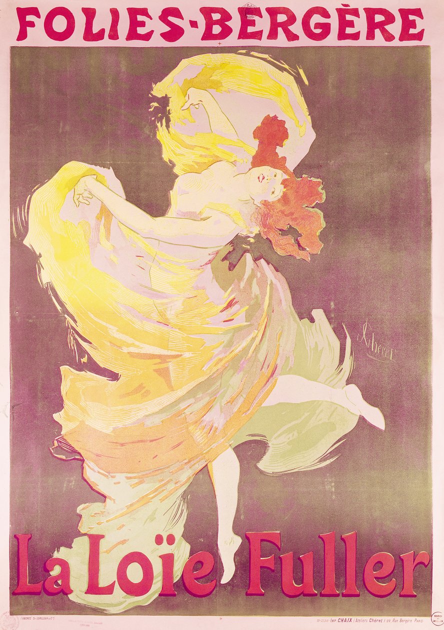 Poster advertising Loie Fuller (1862-1928) at the Folies Bergere 作者 朱尔斯·切雷特（Jules Cheret）