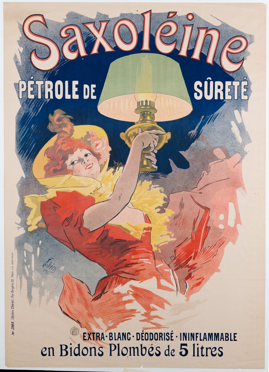 广告“ Saxoleine”，安全灯油，1901年 作者 朱尔斯·切雷特（Jules Cheret）